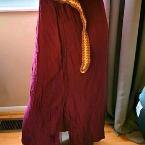 Brand New Burgundy Woven Skirt w/ Braided belt